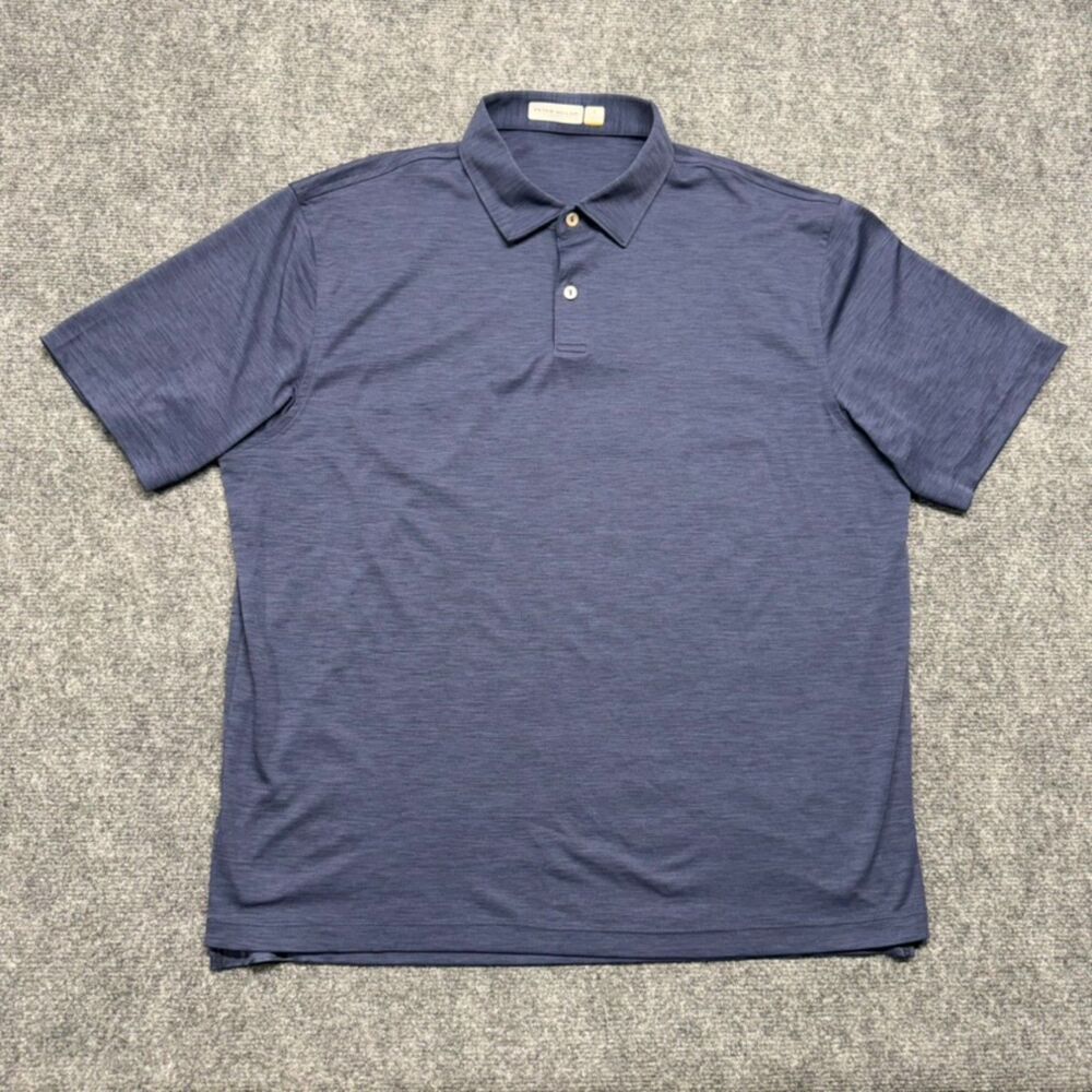 Peter Millar Featherweight Polo Men's Large Navy Blue UPF 50+ Golf Shirt